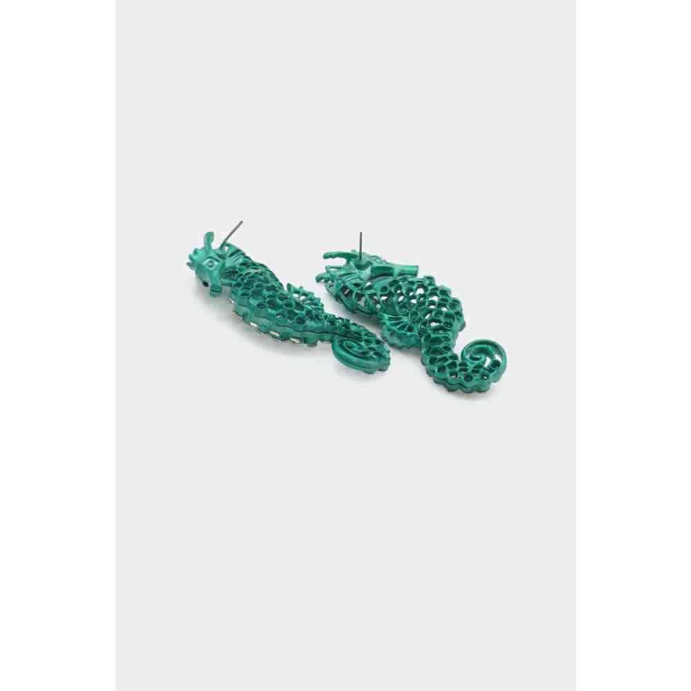 Voodoo Vixen - Rhinestone Seahorse Ohrringe - Blau